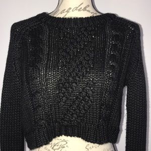 Express Black Cop Top Sweater Wool Blend